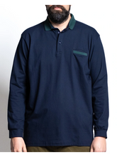 Load image into Gallery viewer, New - Maxfort 44351 long-sleeved polo shirt for plus sizes, blue, 2XL to 8XL
