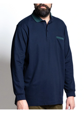 Load image into Gallery viewer, New - Maxfort 44351 long-sleeved polo shirt for plus sizes, blue, 2XL to 8XL
