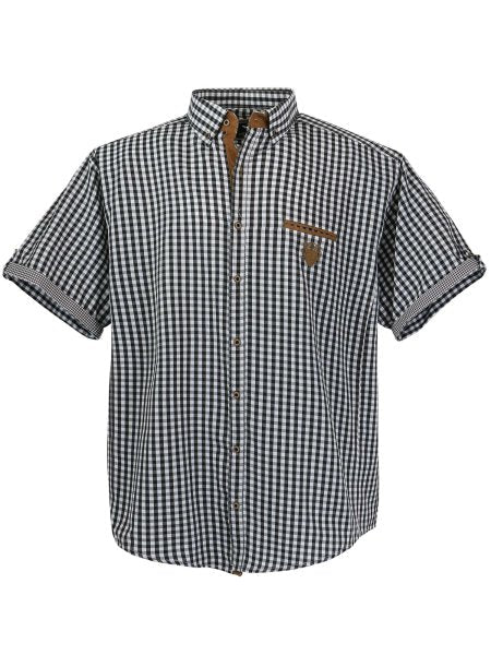 MEN'S SHORT SLEEVE SHIRT LV-1129 Black Check 7XL 