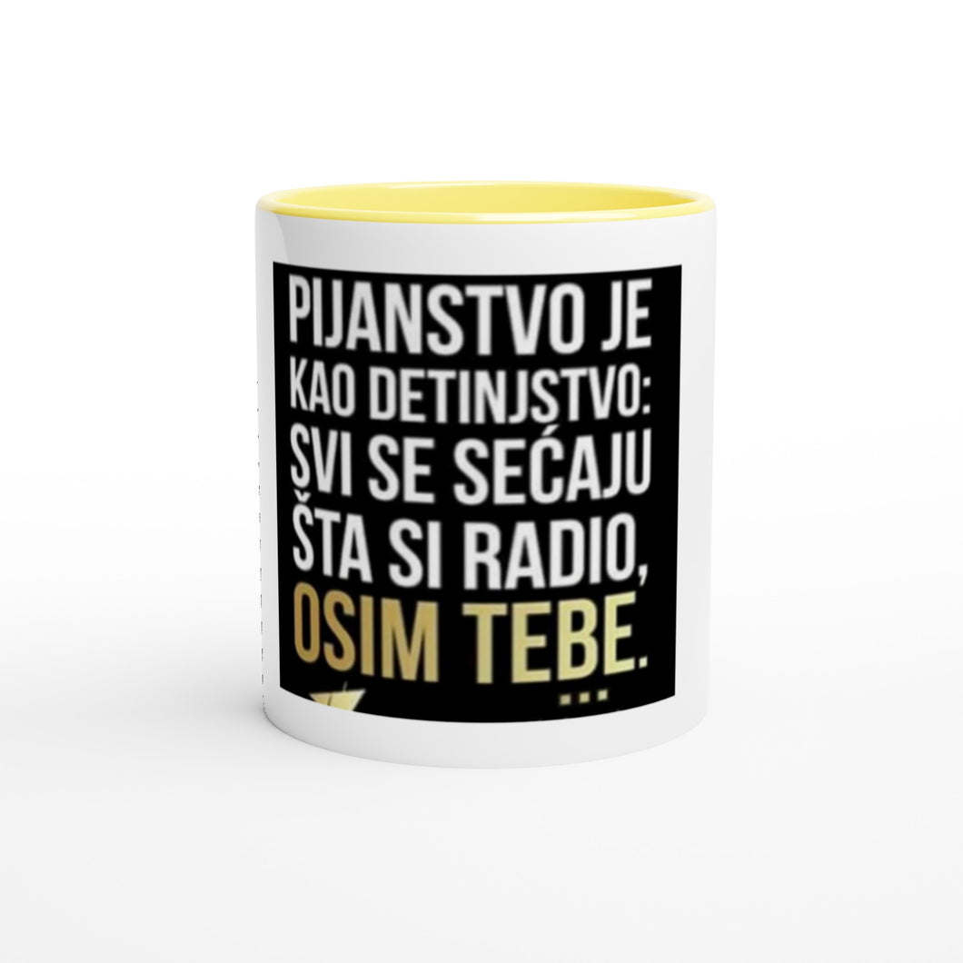 White ceramic coffee mug Drunkenness